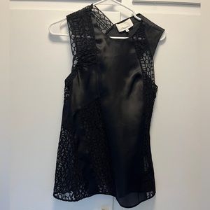 3.1 Phillip Lim Black Silk Embroidered Tank